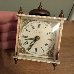Linden Black Forest Vintage Clock - Cream and Gold Rusty Vintage